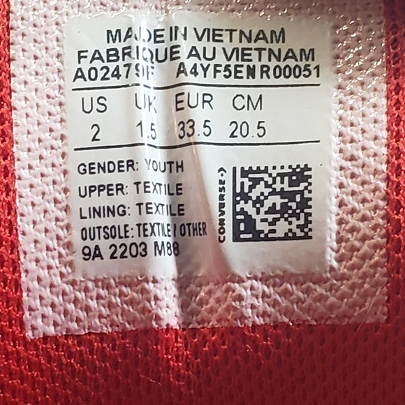 Converse Allstars Chuck Taylor - Black / Gray / Red - size 2 Youth or Women's 4 - Picture 8 of 9